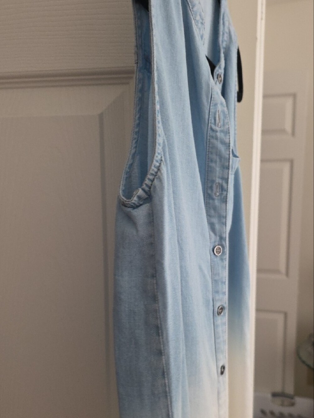 lovestitch Light Blue to White Ombre Sleeveless Button-Front Tunic - Picture 7 of 9